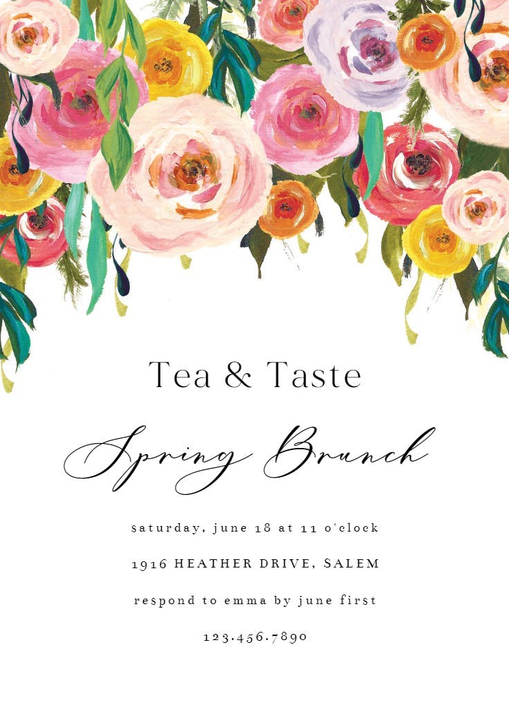 Whimsical bouquet - invitación para brunch