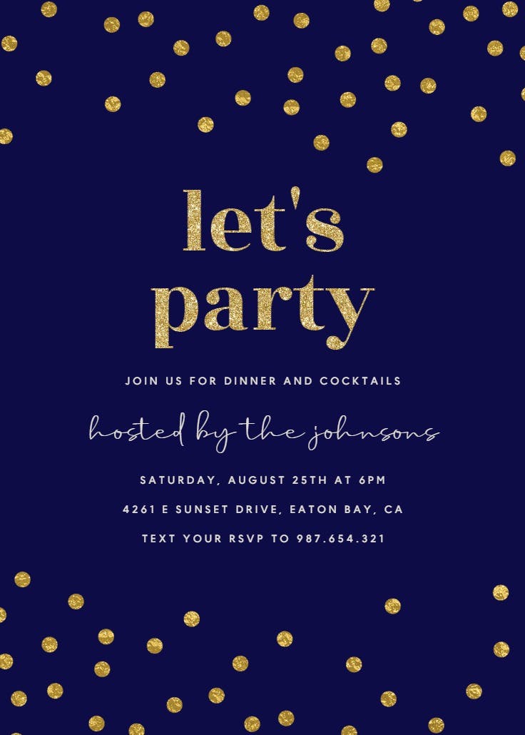 Gold confetti - invitación para eventos profesionales