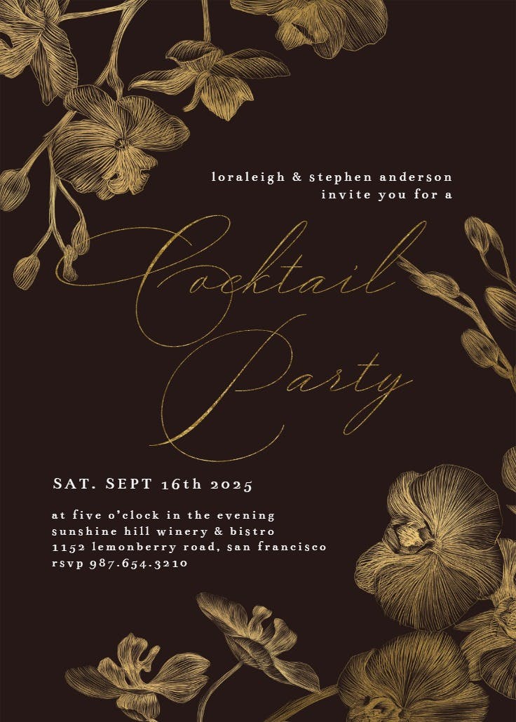 Gold orchids - invitación para eventos profesionales