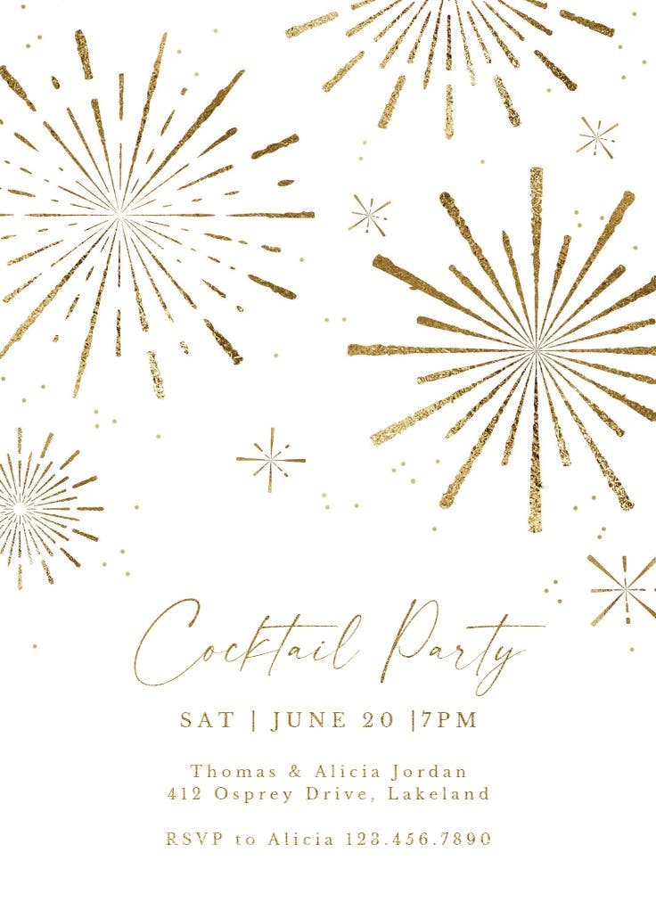 Golden fireworks - grand opening invitation