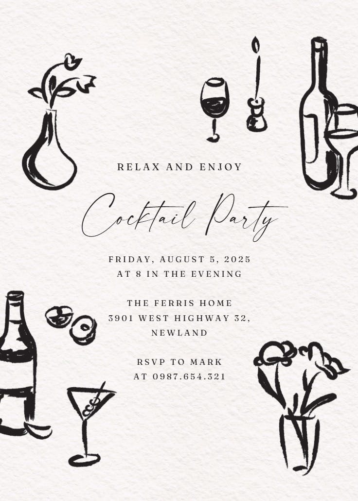 Pen and ink - invitación para fiesta cóctel