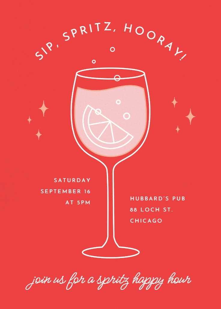 Sip, spritz, hooray! - cocktail party invitation