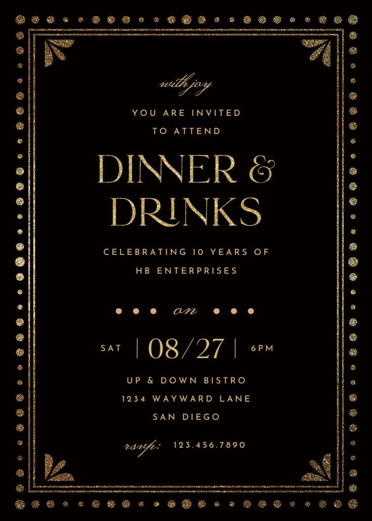 Fancy night - invitación para fiesta con cena