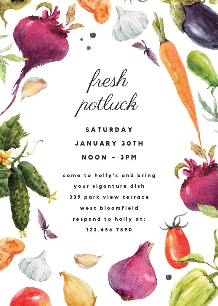 Fresh vegetables -  invitación de comida de traje