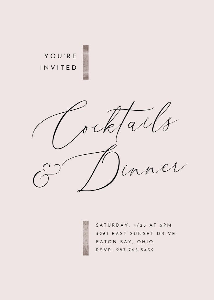 Hints of gold - invitación para fiesta con cena