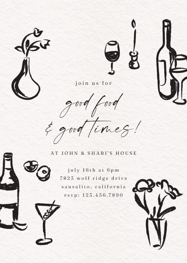 Pen and ink - invitación para fiesta con cena