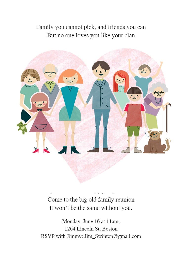 Big old family - invitación para reunión familiar