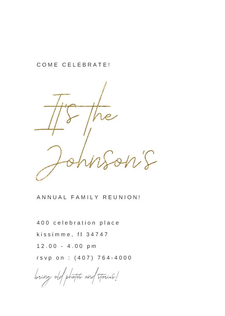 Calligraphy names - invitación para reunión familiar