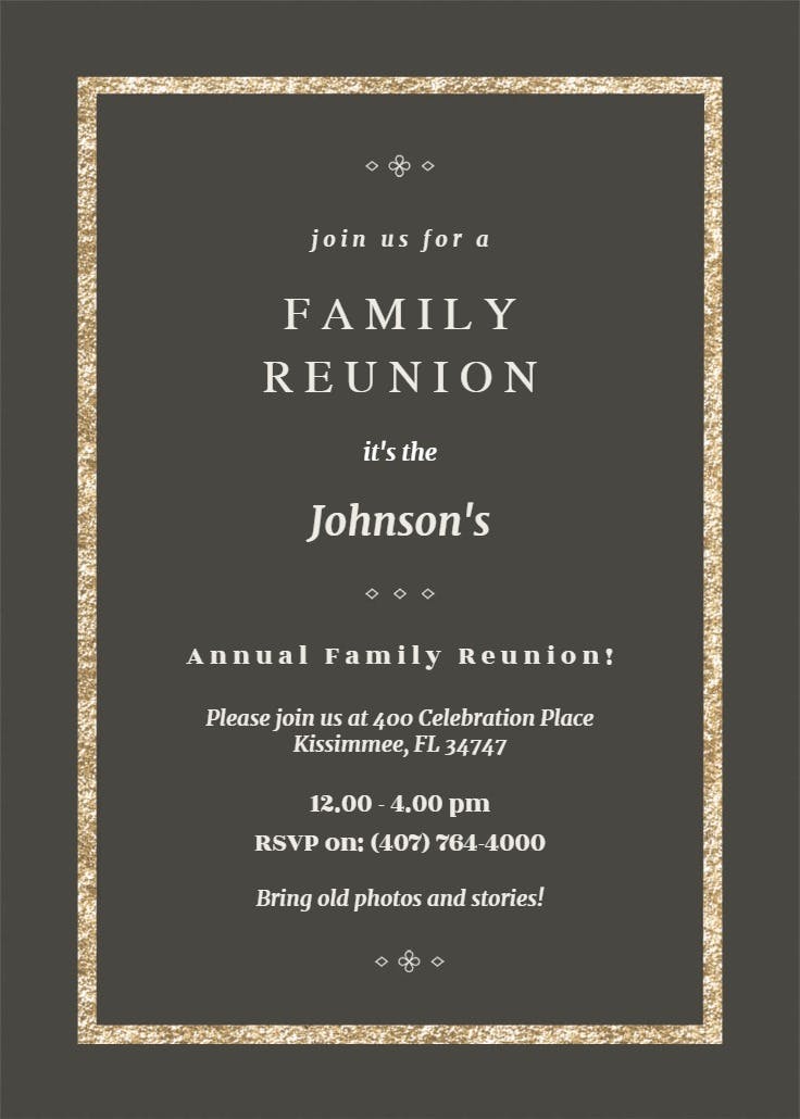 Elegant gold - invitación para reunión familiar