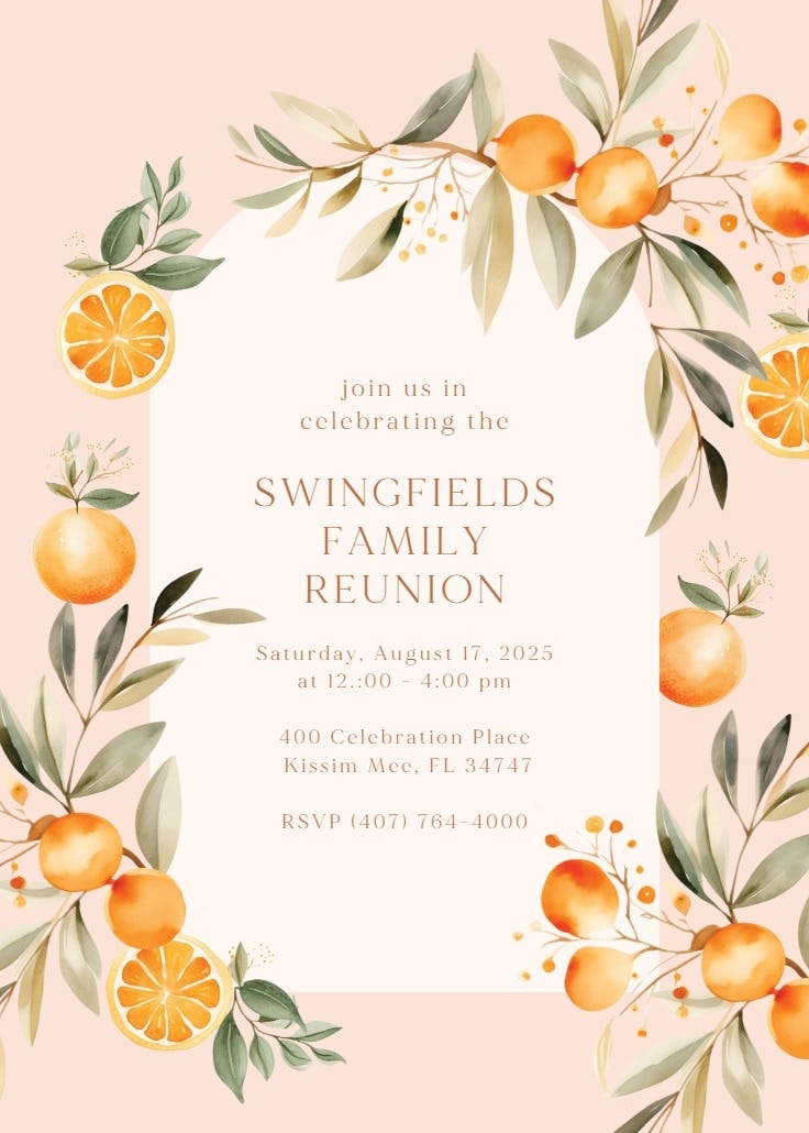 Juicy oranges - family reunion invitation