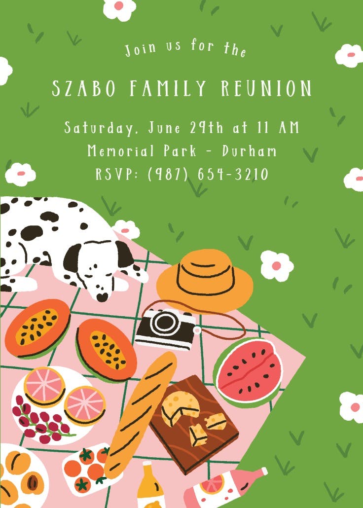 Summer picnic - family reunion invitation