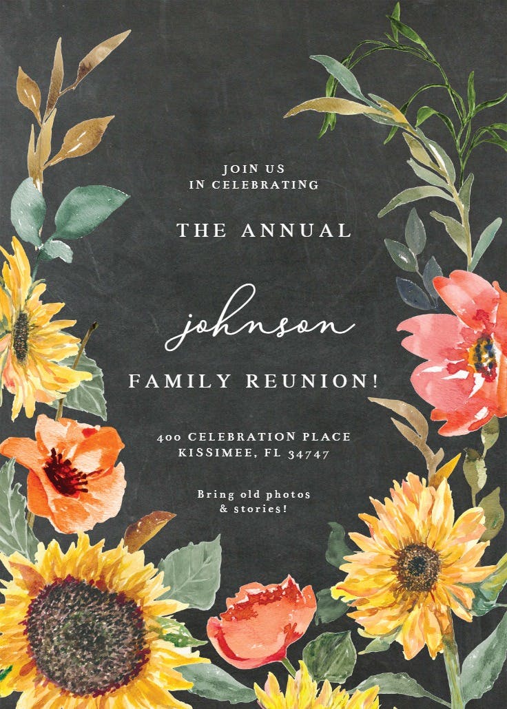 Sunflower border - invitación para reunión familiar