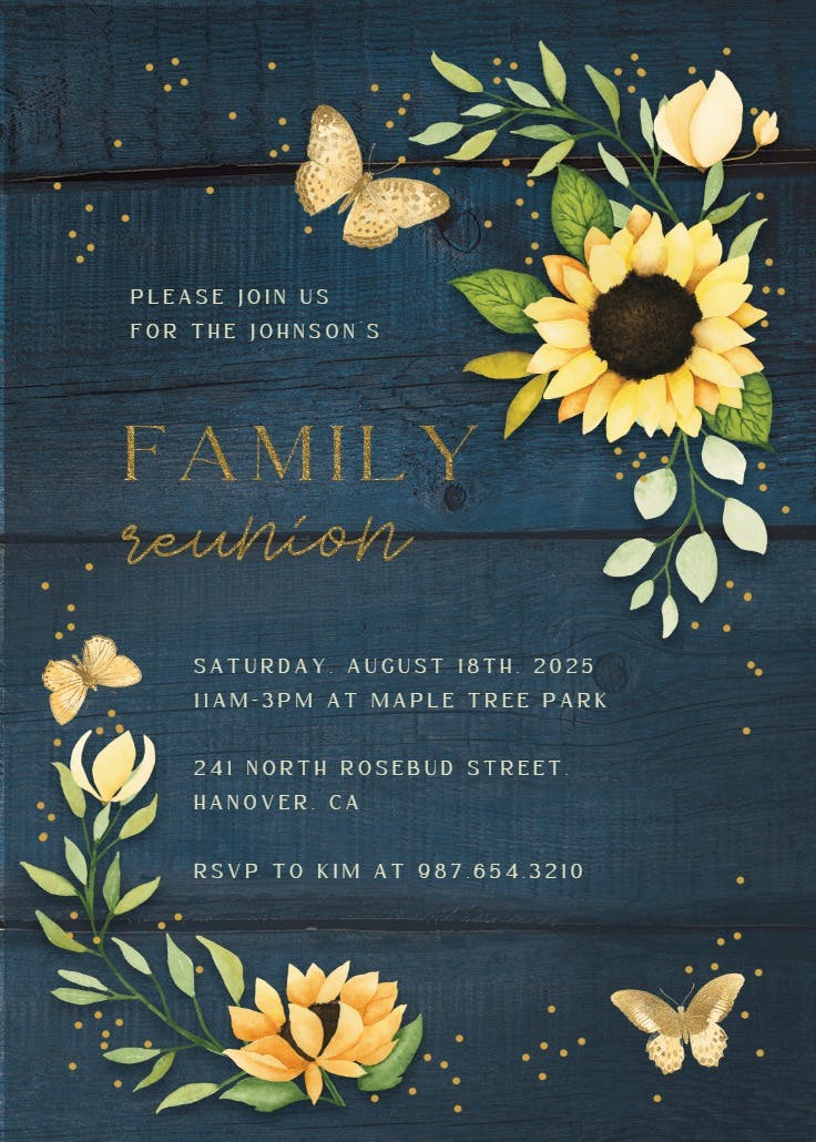 Sunflower corner - invitación para reunión familiar