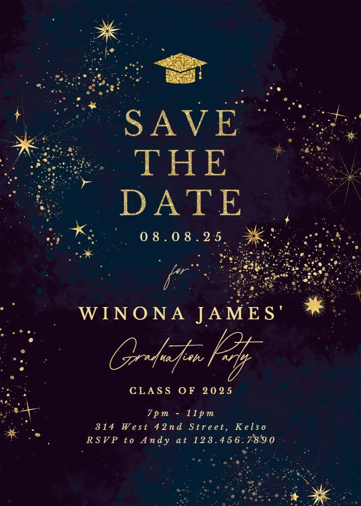 Cosmic star - invitación de graduación