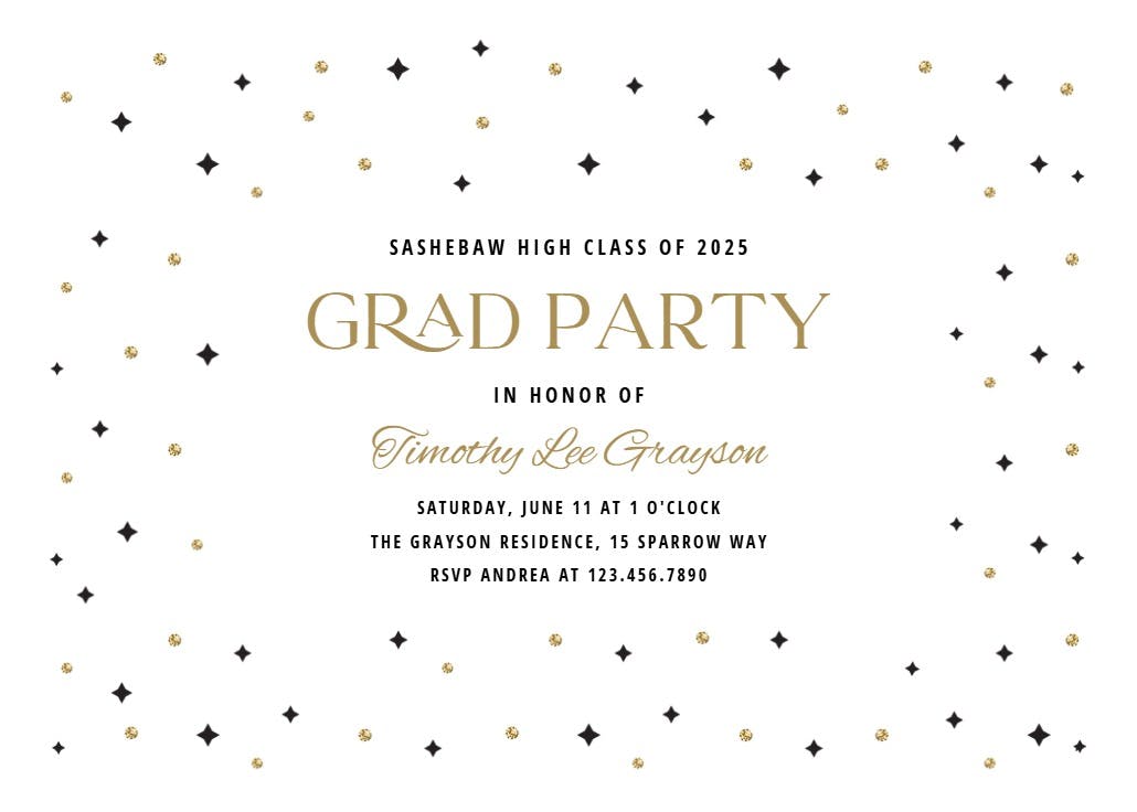 Sparks & stars - invitación de graduación
