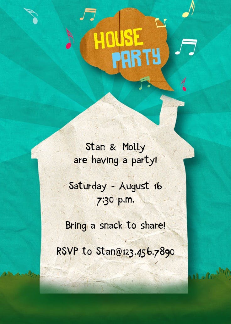 Musical house - house party invitation