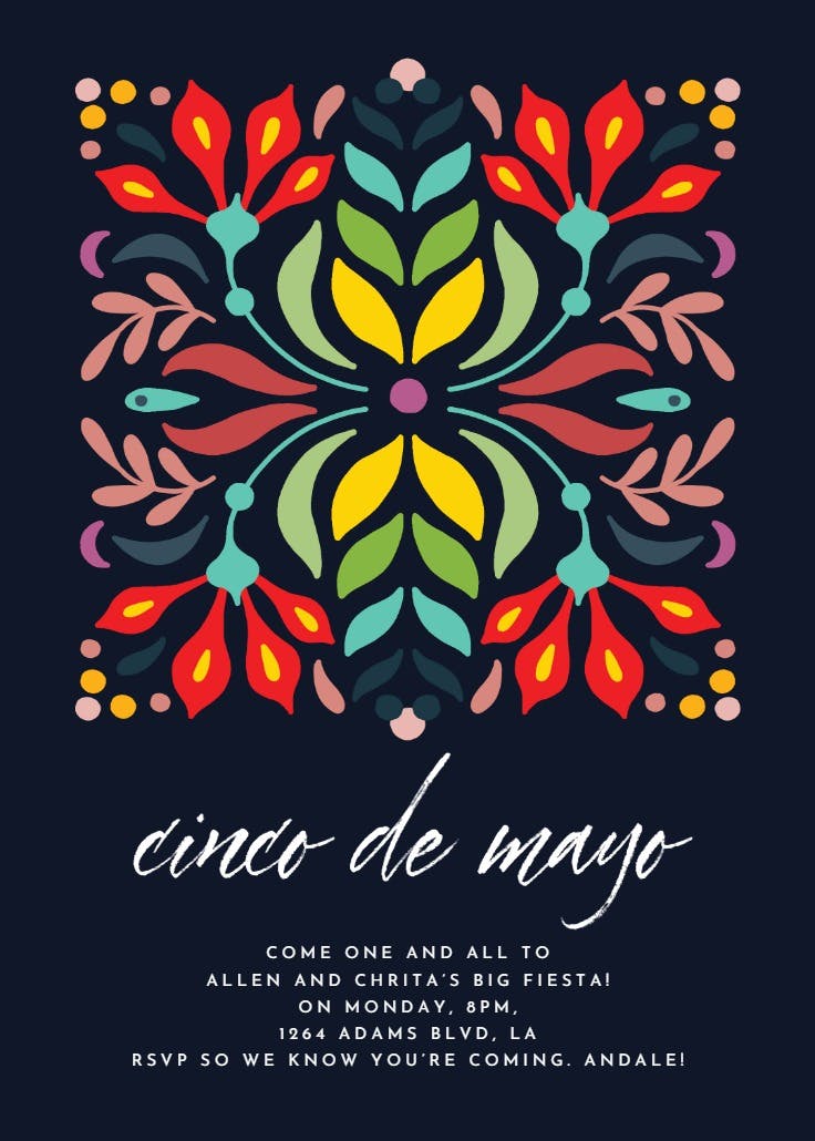 Cinco flowers - party invitation