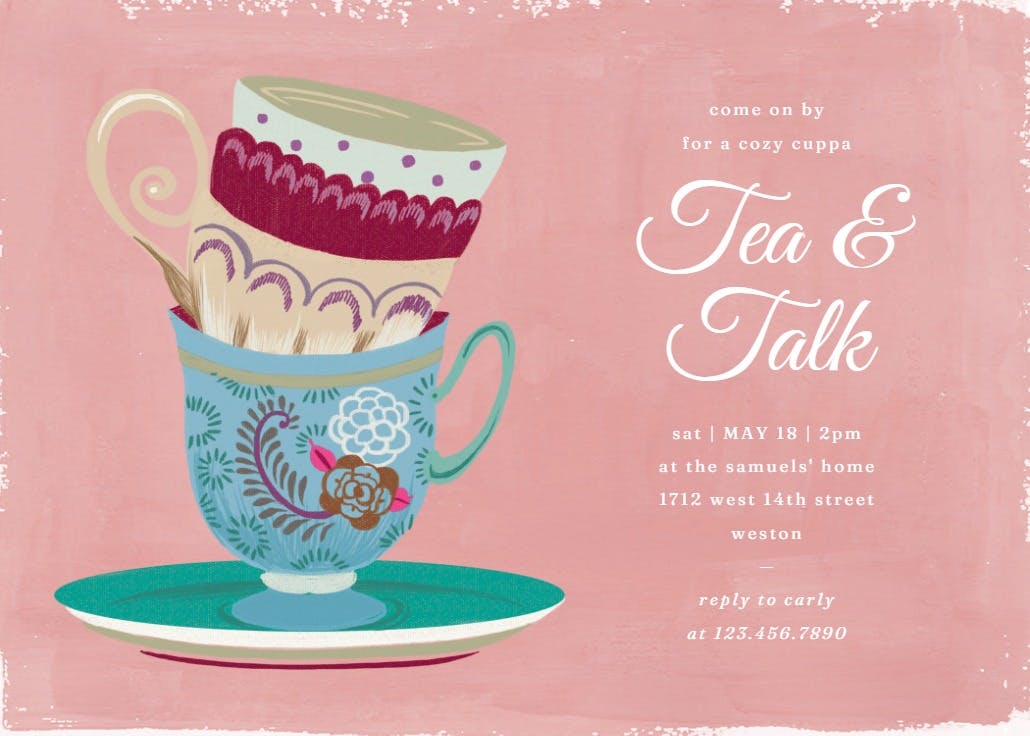 Cups and saucers - invitación de fiesta