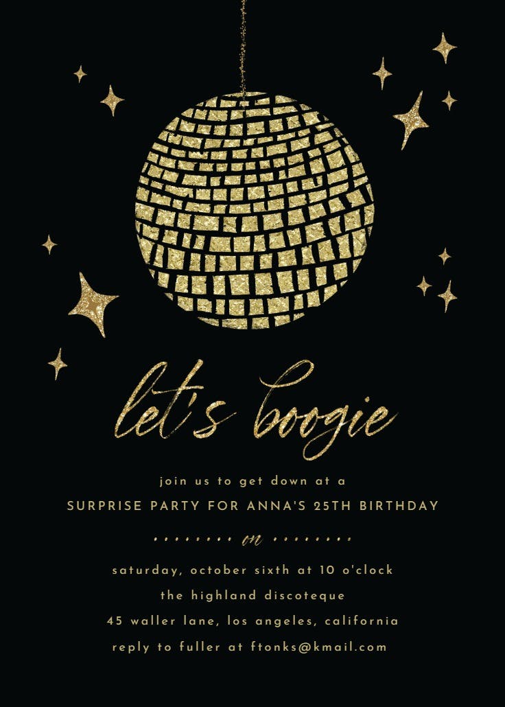 Glitter disco - invitación de fiesta