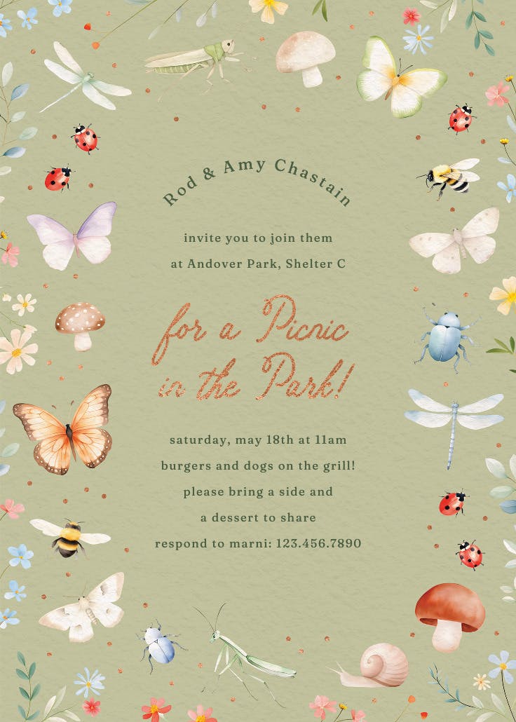 Picnic in the park - invitación de fiesta