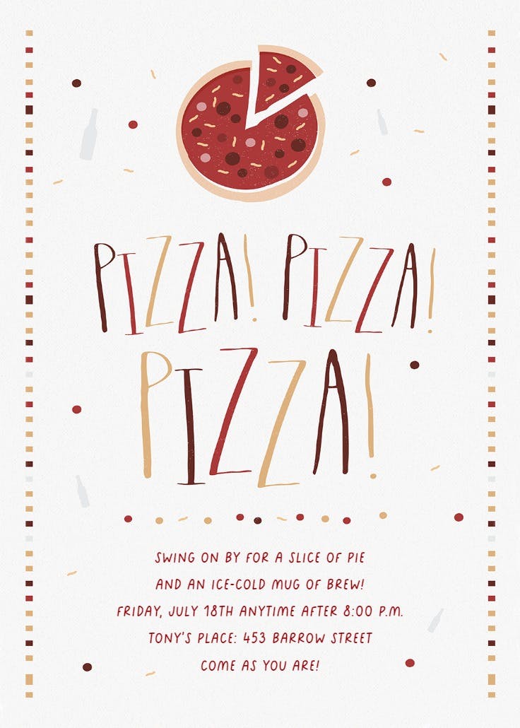 Pizza pizza pizza - invitación de fiesta