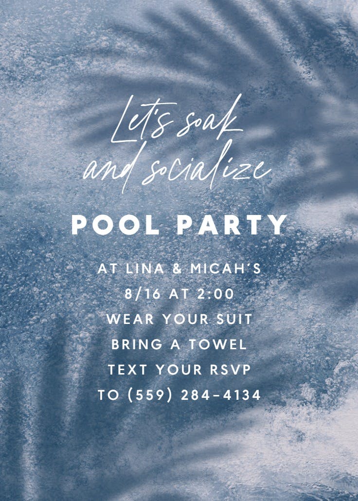 Soak and socialize - invitación de fiesta