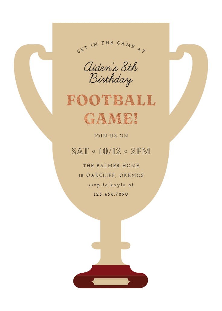 Trophy cup - birthday invitation