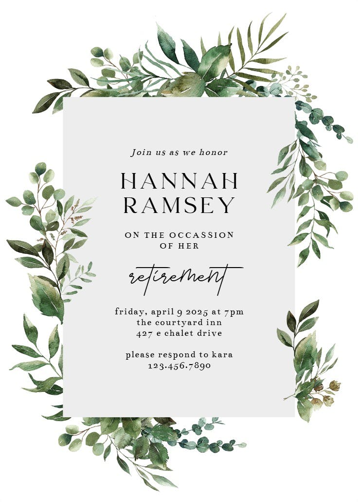 Greenery border - invitación de fiesta