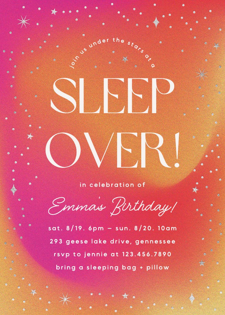 Dreamy night - birthday invitation