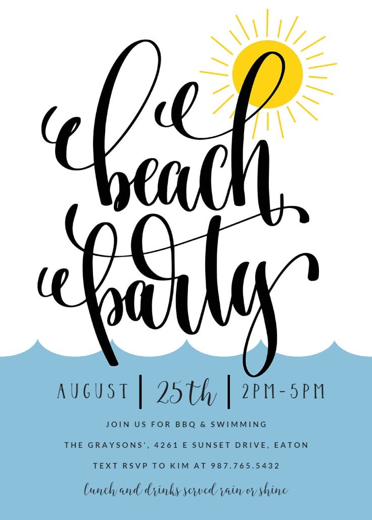 Beach party - invitación para pool party