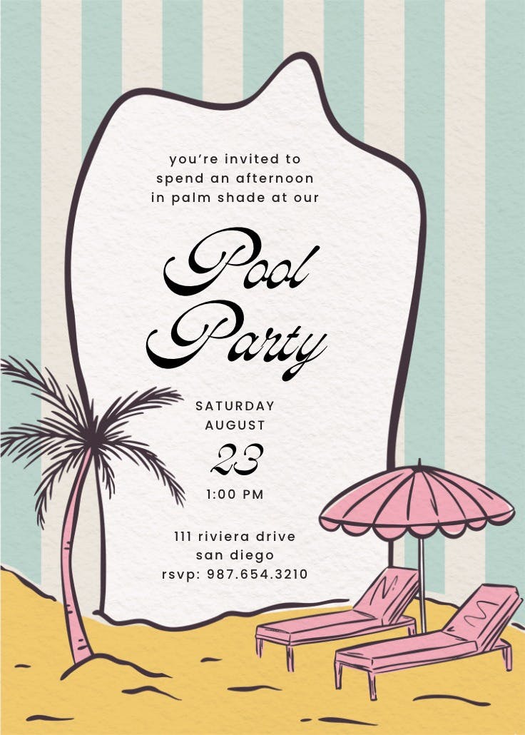 Mid-century sunshine - party invitation