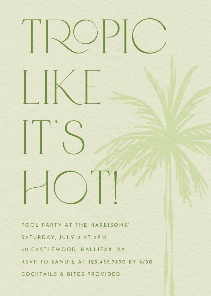 Palm motif - invitación de fiesta