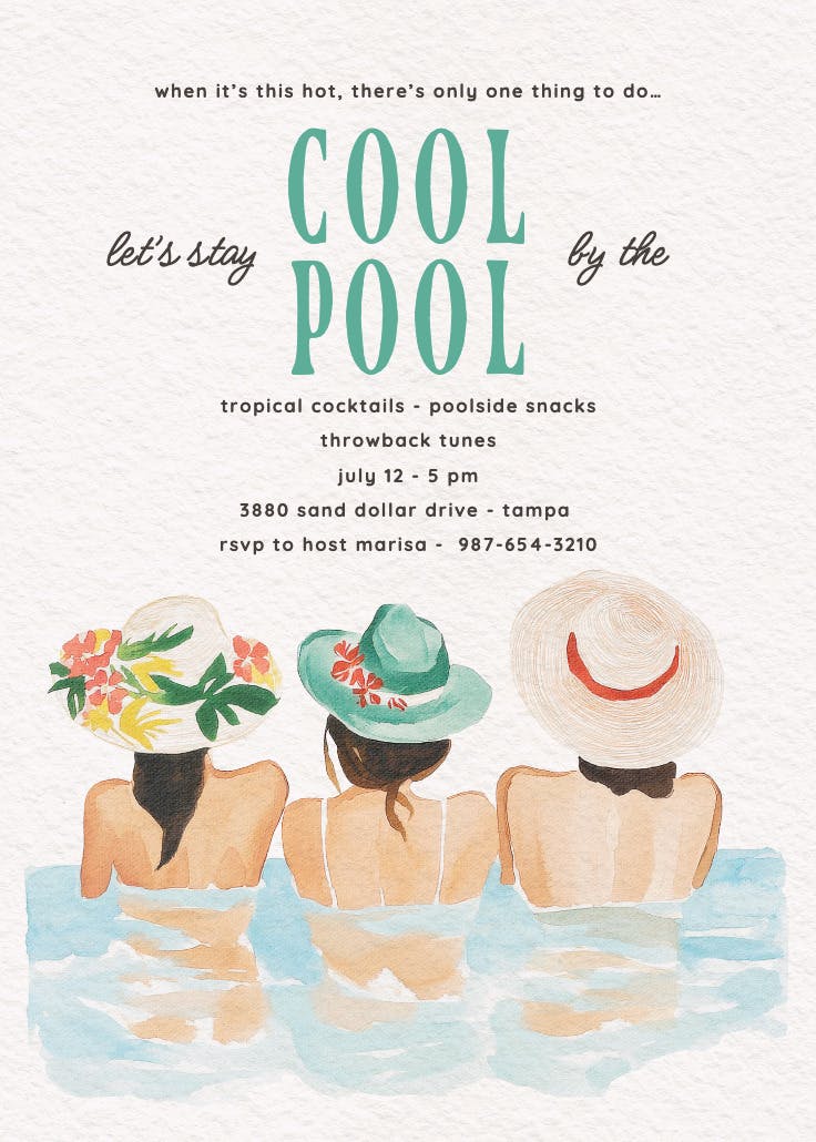 Poolside pastels - invitación de fiesta