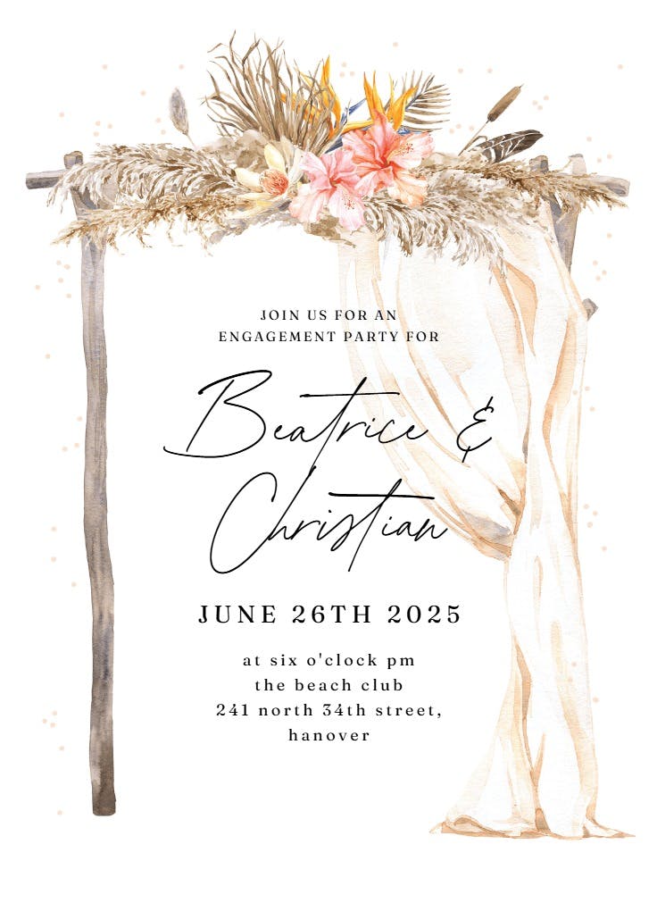 Boho flowers canopy - invitación de fiesta
