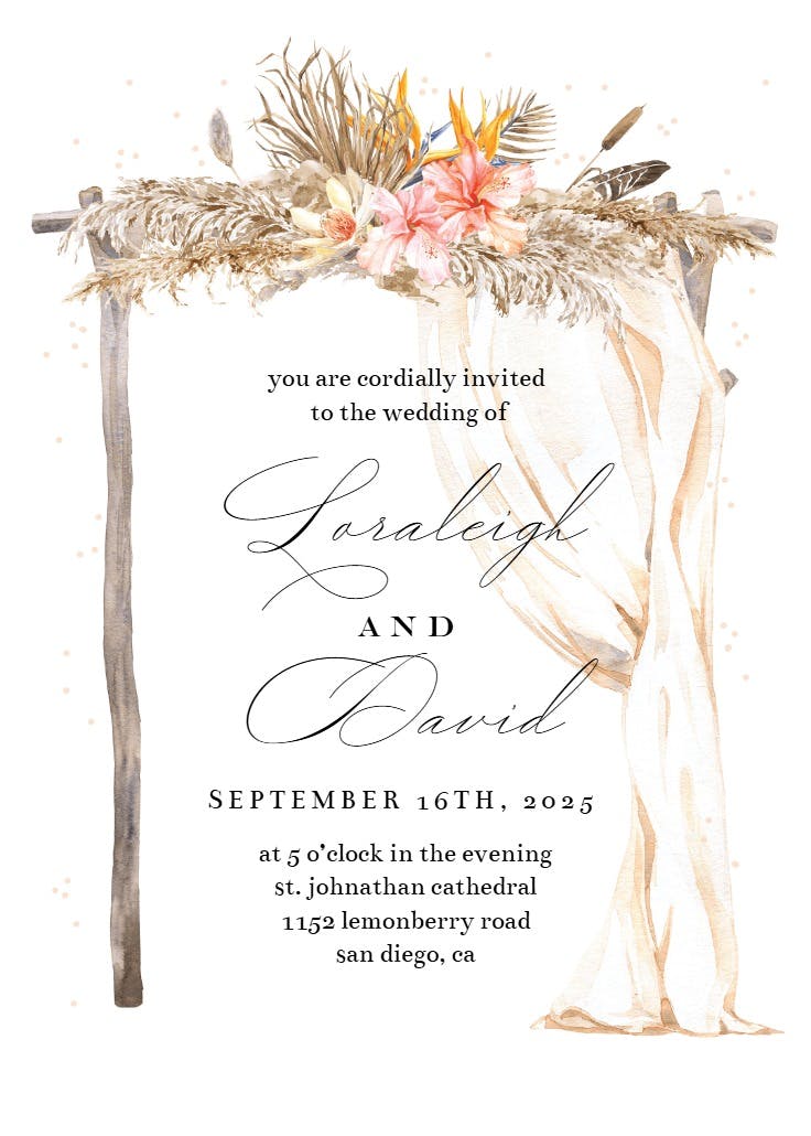 Boho flowers canopy - invitación de boda