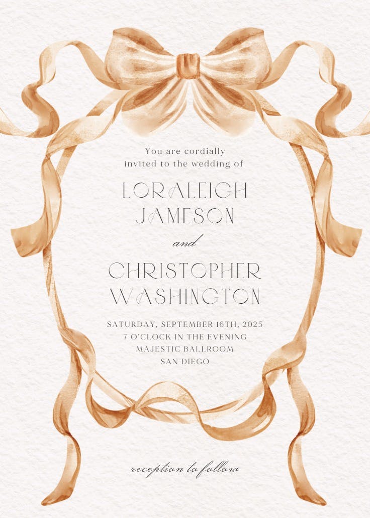Classic ribbon - invitación de boda