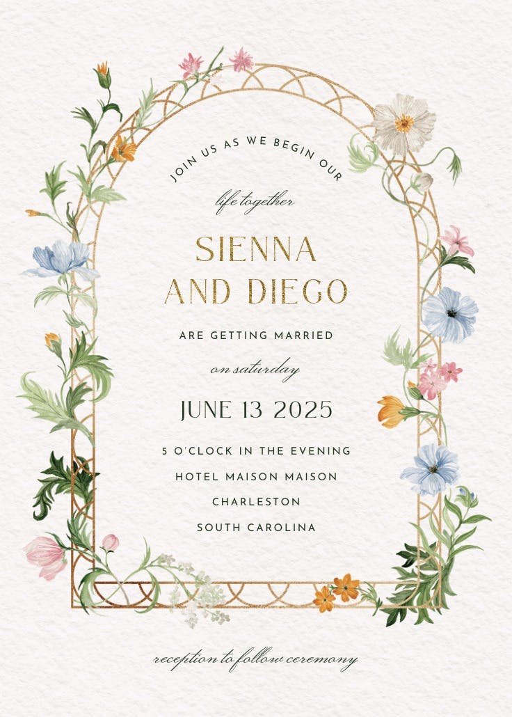 Florals climbing - invitación de boda