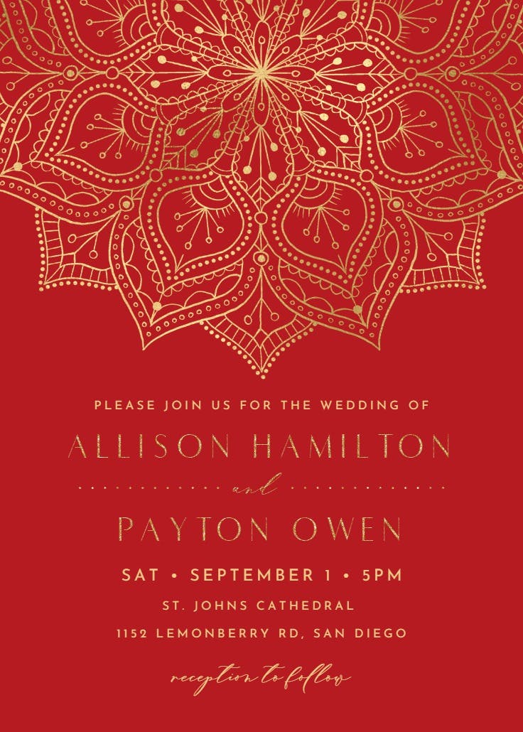 Gold mandala - invitación de boda
