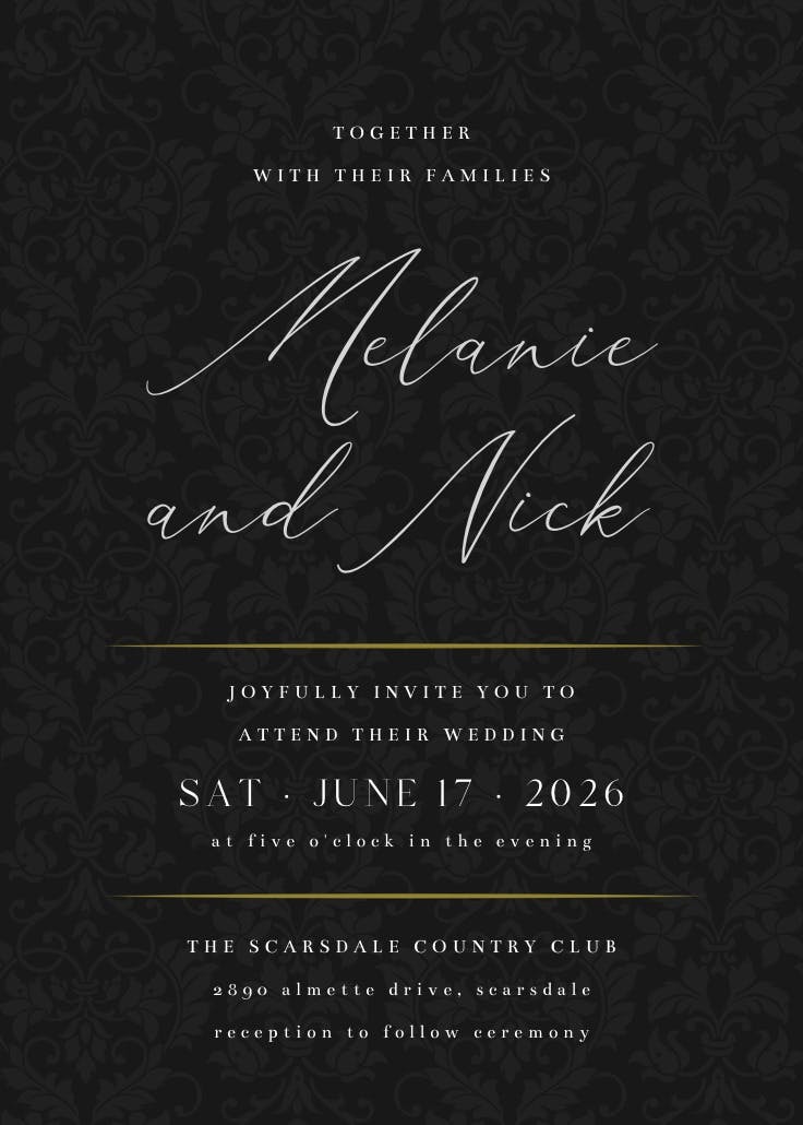 Golden black - invitación de boda