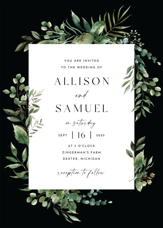 Greenery border - invitación de boda