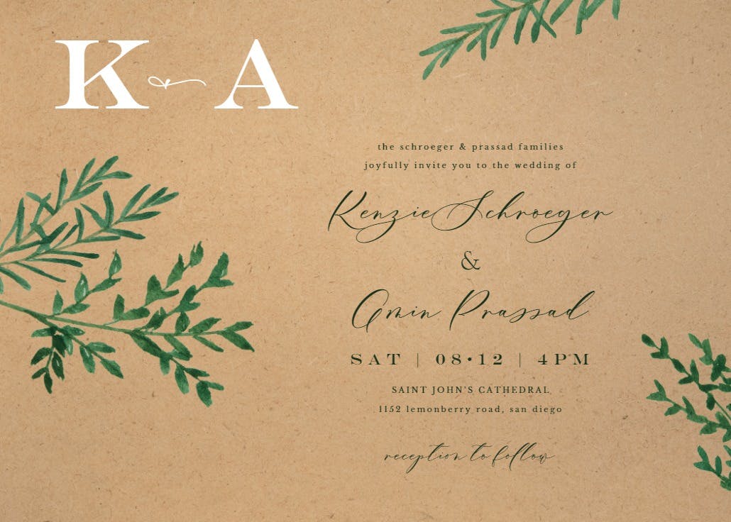 Herbs - invitación de boda
