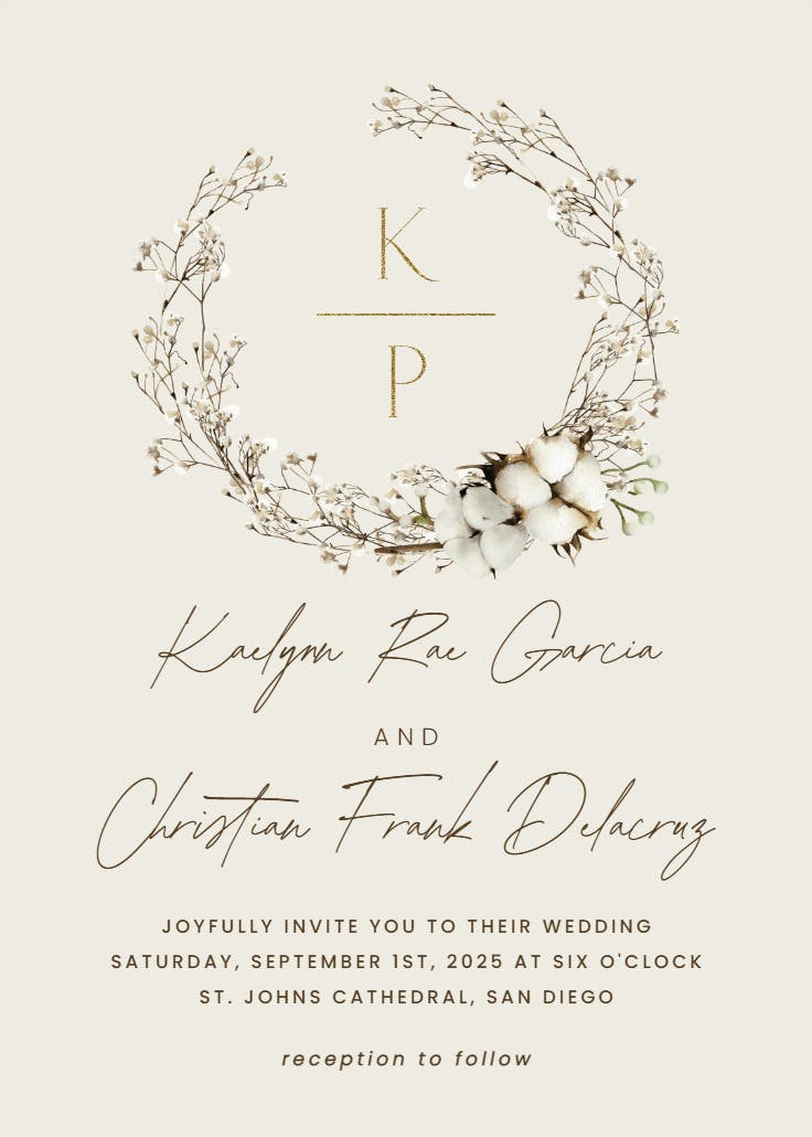 Minimalist winter watercolor florals - invitación de boda