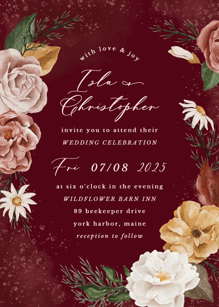 Nocturnal flowers - invitación de boda