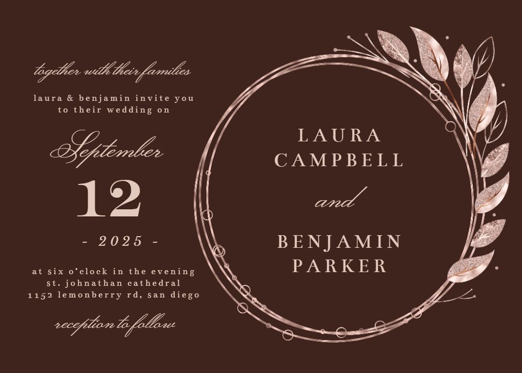 Rose gold geometric floral frames - invitación de boda