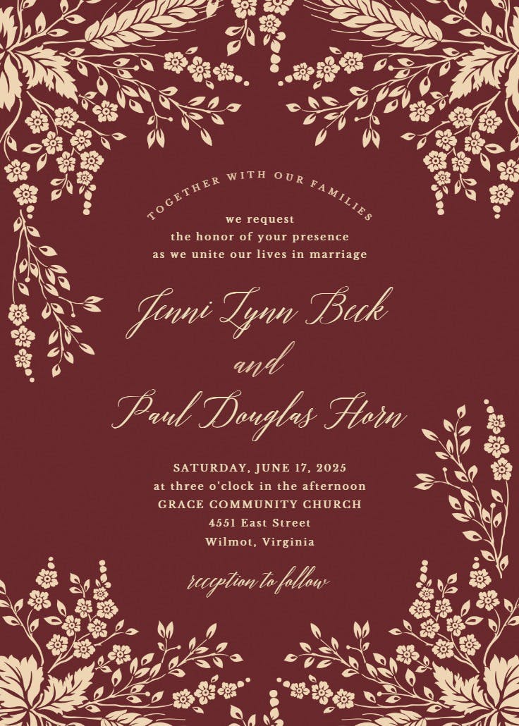Sprig sprays - invitación de boda