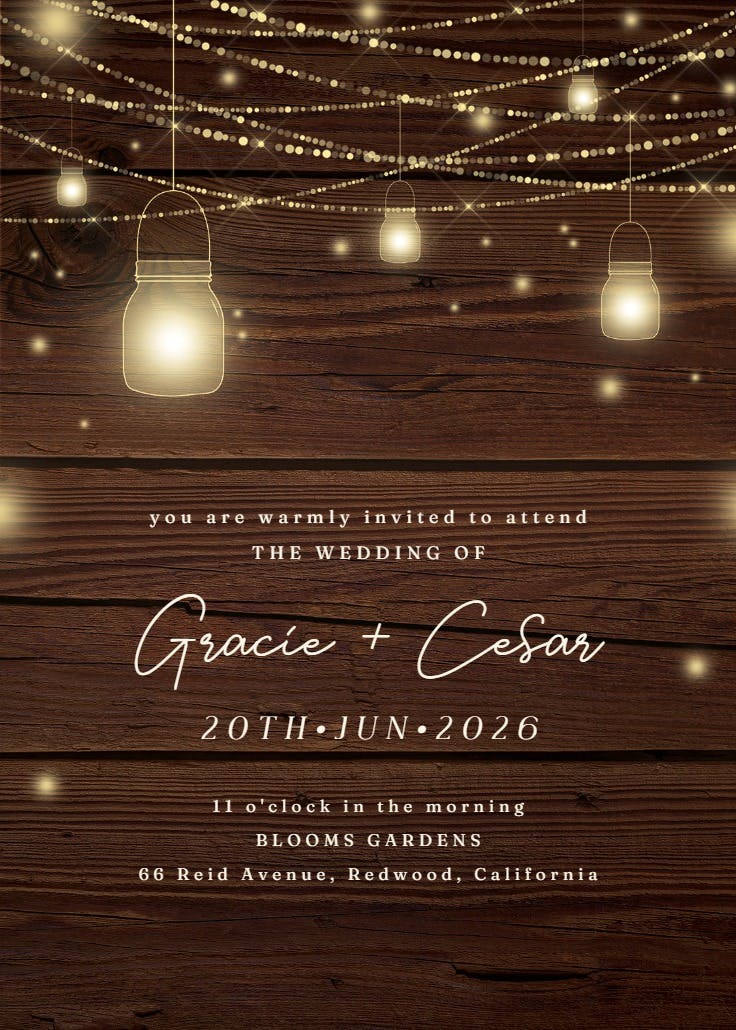 Strings of lights - invitación de boda