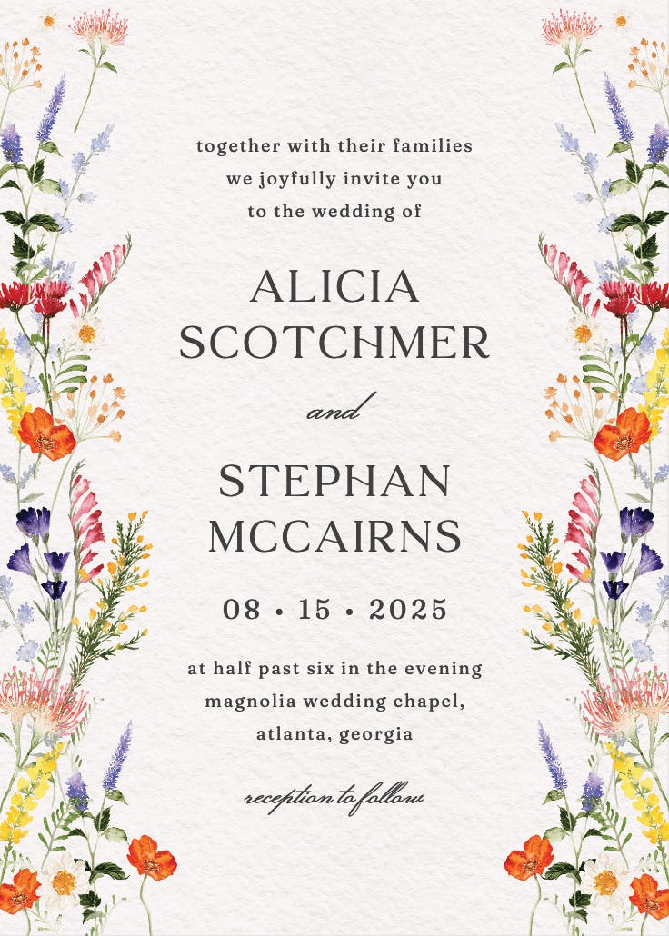 Wildflowers love - invitación de boda