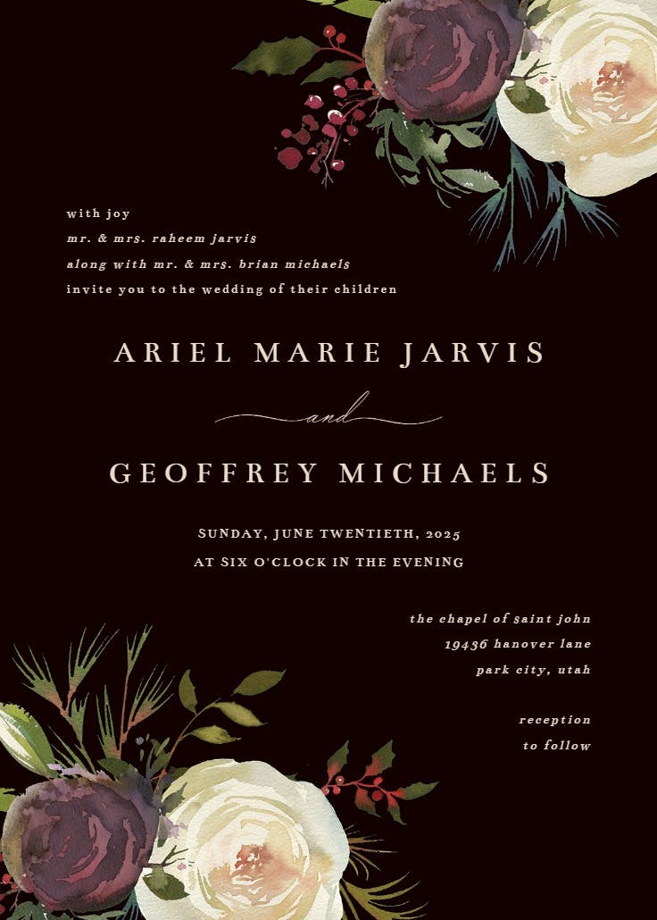 Winter rose - invitación de boda